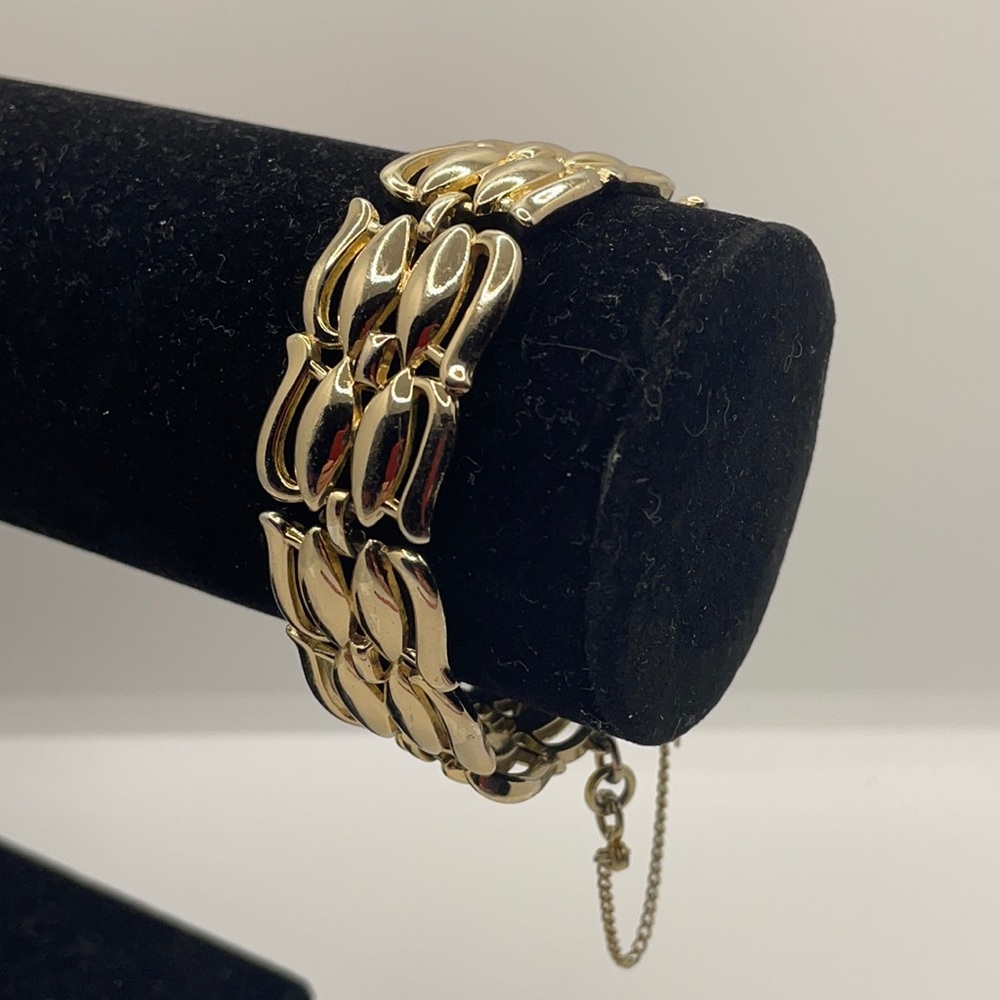 Vintage Monet gold bracelet jointed panel style